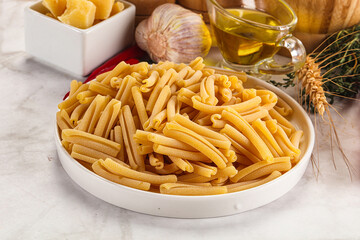 Raw dry Italian pasta - casarecce