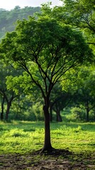 Fototapeta premium Lush Green Deciduous Tree in Flourishing Natural Environment