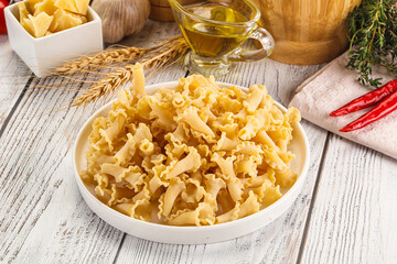 Raw dry Italian pasta - campanelle