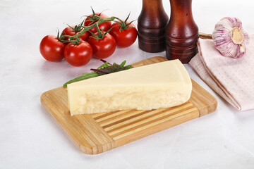 Piece Italian hard parmesan cheese