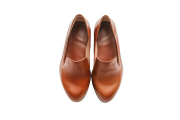 Pair of Brown Shoes on White Background