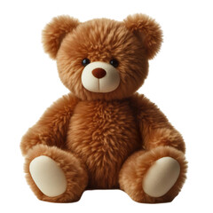 Obraz premium a fur plush stuffed brown teddy bear, white background PNG