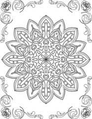 Printable Mandala Coloring Page for Adults. Educational Resources for School for Kids. Adults Coloring Book. Mandala Coloring Activity Worksheet.