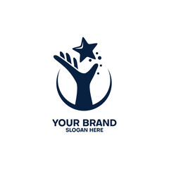 Hand reaching star logo vector