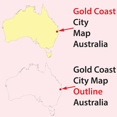 gold coastcity map of australia, vector, map, outline, political, road, tourist, city, metro, railway, physical, satellite  Map vector