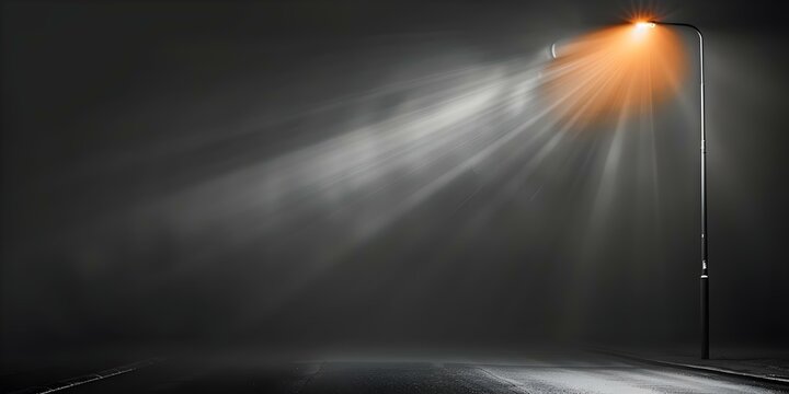 Fototapeta Simple black and white photo of a solitary street lamp casting light. Concept Street Lamp, Black and White, Solitude, Light, Minimalism