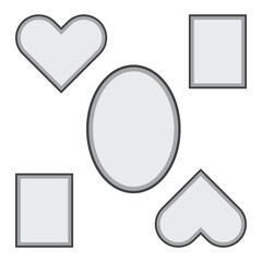 Photo frame set. Black wooden photo frames school,  collage, university  isolated on white wall.  Vector illustration. EPS 10 