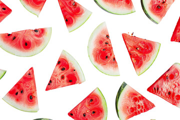 Slices of Watermelon on a White Background