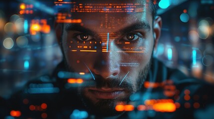 Futuristic Cybersecurity Concept with Man