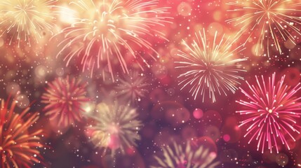 Festive Fireworks Display: a dynamic fireworks display background for a New Year's event, featuring colorful bursts of fireworks against the night sky.