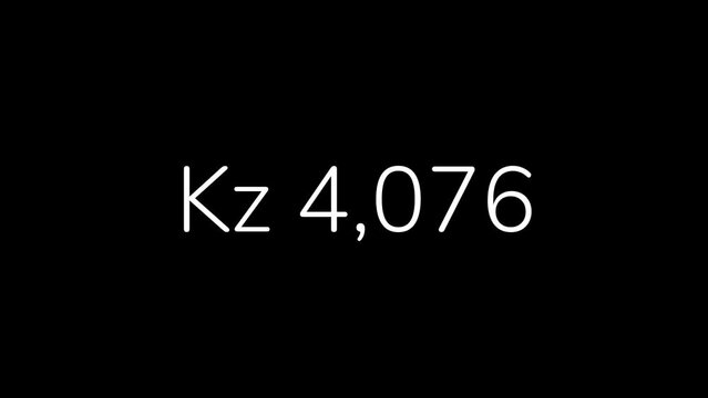 Angolan Kwanza Amount Counting from 0 to 1 Million in 60 Seconds Animation. HD Resolution Animation. Minimalist Style with Transparent Background. Alpha Channel Included.