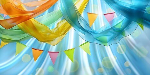 Colorful carnival garlands and flags for a festive party decoration. Concept Party Decorations, Carnival Theme, Garlands, Flags, Festive Celebrations