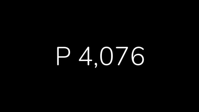 Botswanan Pula Amount Counting from 0 to 1 Million in 60 Seconds Animation. HD Resolution Animation. Minimalist Style with Transparent Background. Alpha Channel Included.