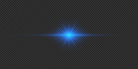 Blue horizontal light effect of lens flares