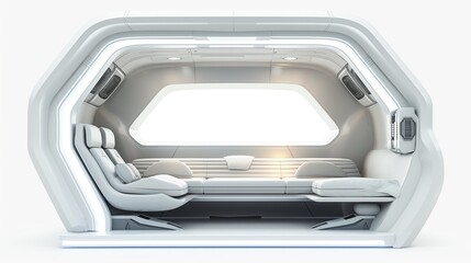 A Futuristic Living Room. Interior Space Design Is Streamlined.