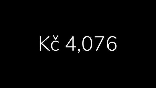 Czech Koruna Amount Counting from 0 to 1 Million in 60 Seconds Animation. HD Resolution Animation. Minimalist Style with Transparent Background. Alpha Channel Included.