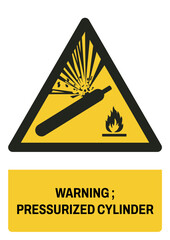 ISO warning safety signs_warning ; pressurized cylinder size a4/a3/a2/a1