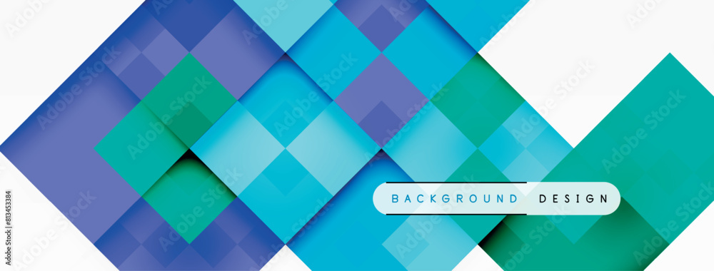 Poster the design features a vibrant color palette with shades of azure, aqua, magenta, and violet on a whi