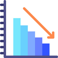 down, decrease, bar chart, stats, statistics Icon