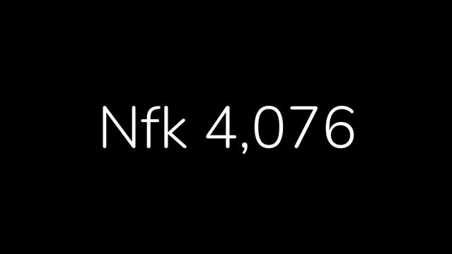 Eritrean Nakfa Amount Counting from 0 to 1 Million in 60 Seconds Animation. HD Resolution Animation. Minimalist Style with Transparent Background. Alpha Channel Included.
