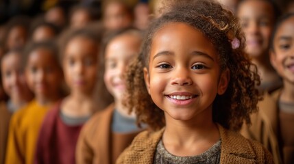 Fototapeta premium Happy Child Smiling Amongst School Friends