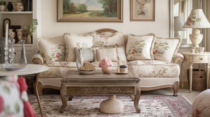 The elegance of French Country decor, with rustic charm, floral patterns, and antique furnishings combining to a timeless and inviting design theme.