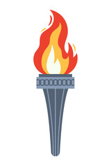 Vector burning flame torch icon isolated on white background. Sport flat style games victory symbol. Winner abstract sign.