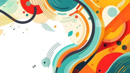 Obraz premium Vibrant Abstract Geometric Shapes Composition with Copyspace for Design