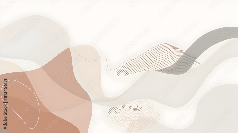Aufkleber overlapping organic shapes in neutral earthy tone abstract geometric template with ample copyspace f