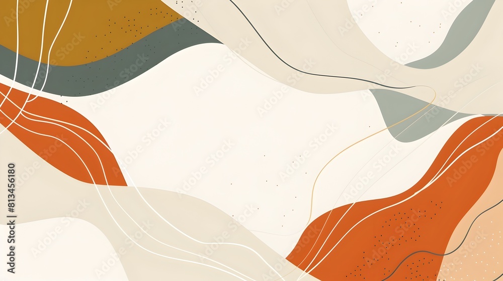 Poster Harmonious Geometric Arrangement with Ample Blank Space for Copyspace in Earthy Neutral Tones