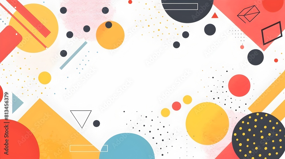 Aufkleber Vibrant Geometric Abstract Background with Dynamic Shapes and Fluid Composition in Flat Graphic Style