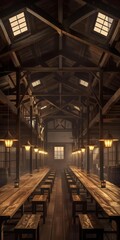 Atmospheric interior of an 1800s workhouse