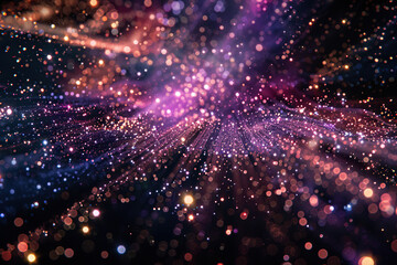 Obraz premium Generative ai on theme of beautiful starfall in sky, bright meteorites glow in atmosphere