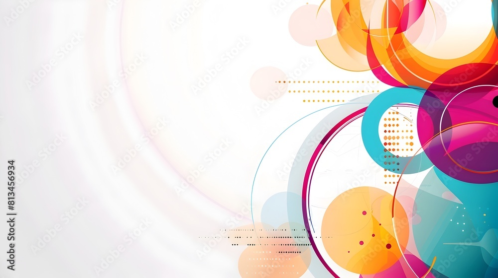 Aufkleber Vibrant Abstract Geometric Background with Overlapping Shapes and Patterns in Minimalist Flat Graphic Style with Ample Copyspace