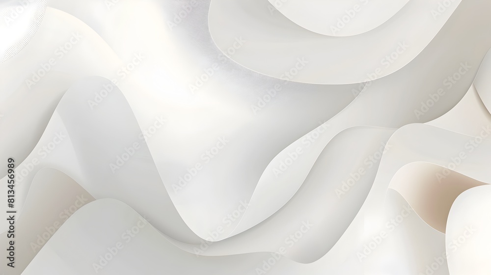Fototapete ethereal geometric abstract with overlapping organic shapes and soft flowing curves on clean white b