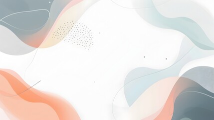 Ethereal Abstract Background with Fluid Organic Shapes Soft Curved Lines and Overlapping Ellipses in Minimalist Flat Design Aesthetic on Clean White
