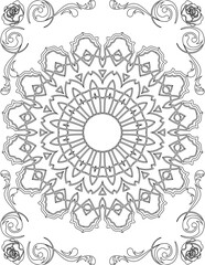 Printable Mandala Coloring Page for Adults. Educational Resources for School for Kids. Adults Coloring Book. Mandala Coloring Activity Worksheet.