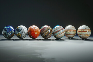 Generative ai on theme of parade of planets in solar system, bright stars glow in atmosphere