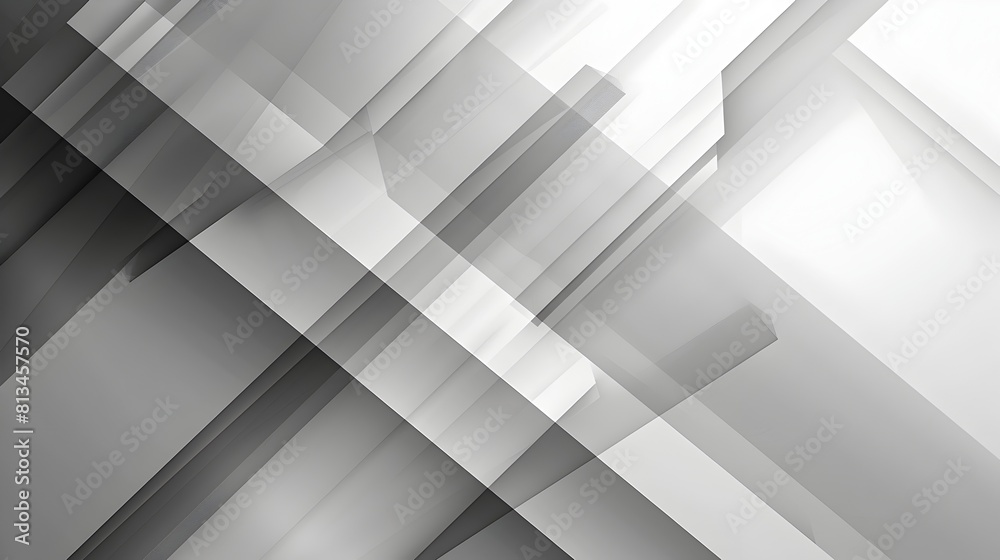 Fototapete Overlapping Geometric Panels in Grayscale Monochromatic Abstract Background with Copyspace for Graphic Design or Digital Art