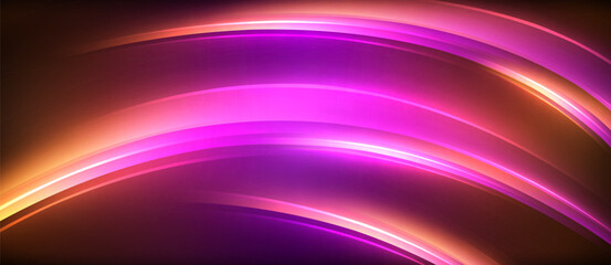 A vibrant mix of purple, magenta, and electric blue waves flow on a dark background, creating a colorful and liquidlike art piece with tints and shades of pink and violet