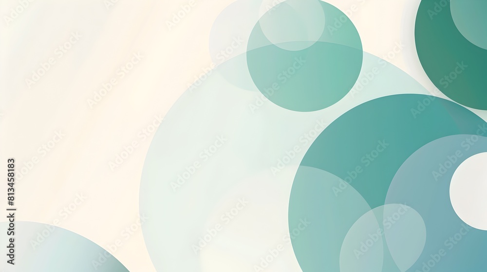 Leinwandbilder minimalist abstract geometric background with overlapping circles and ovals in muted blues and green