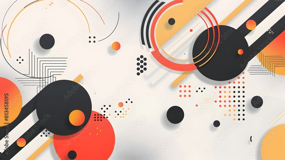 Aufkleber Vibrant Geometric Abstract Background with Overlapping Shapes and Patterns in Muted Color Palette