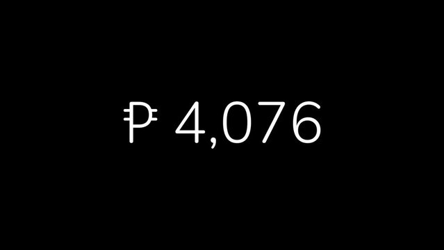 Philippine Peso Amount Counting from 0 to 1 Million in 60 Seconds Animation. HD Resolution Animation. Minimalist Style with Transparent Background. Alpha Channel Included.