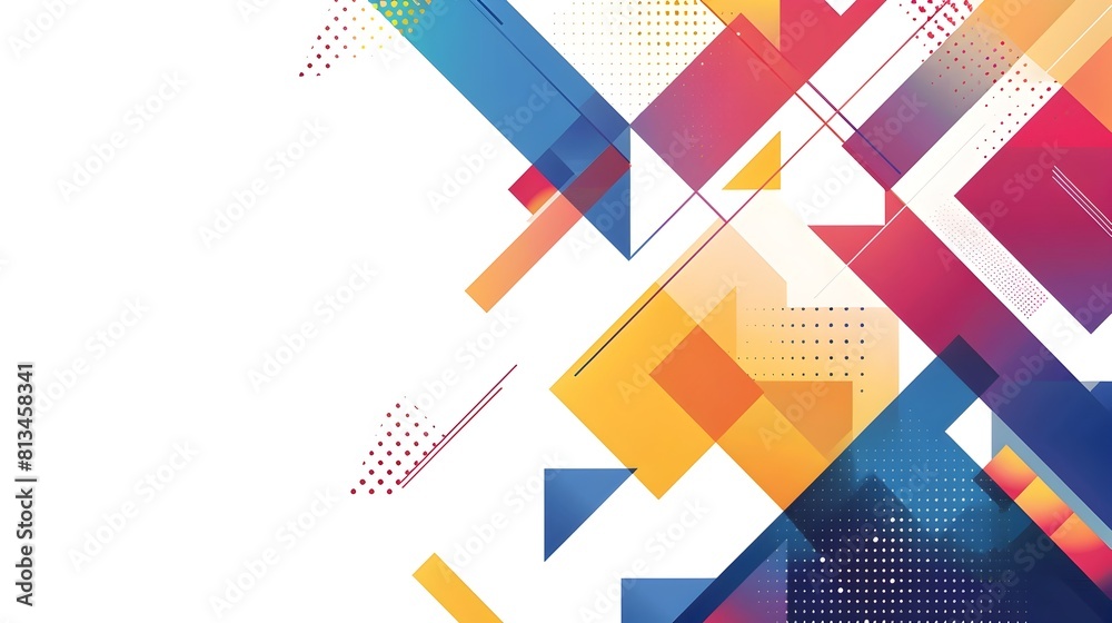Fototapete vibrant geometric abstract composition with overlapping shapes gradients and ample copyspace