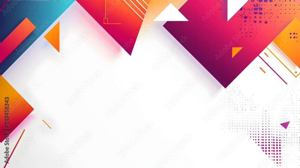 Leinwandbilder vibrant geometric abstract background with overlapping shapes and copyspace