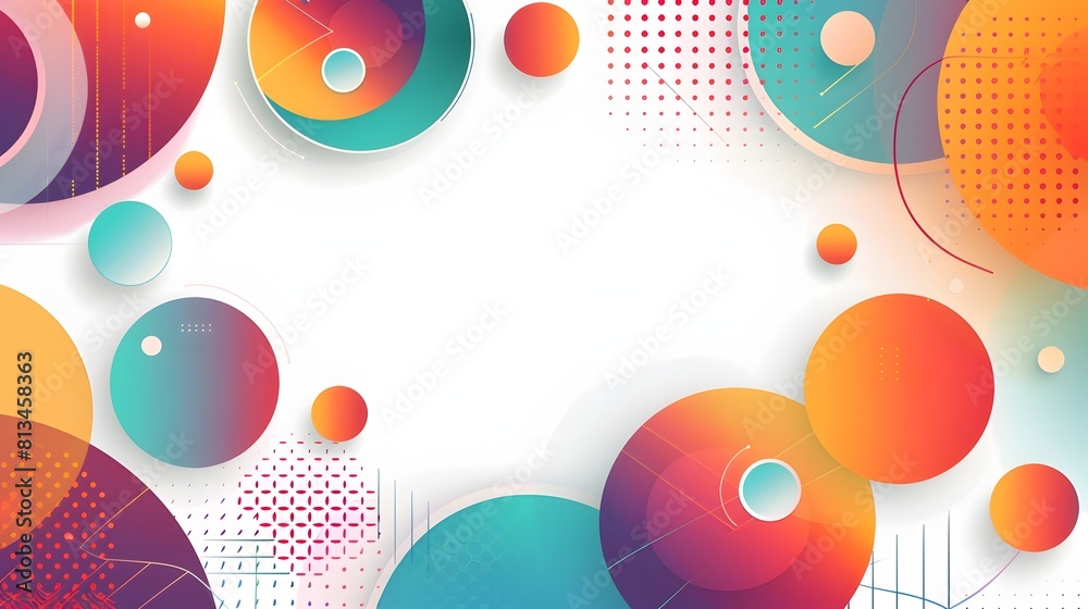 Leinwandbilder vivid geometric abstract background with overlapping shapes and gradients in a contemporary flat des