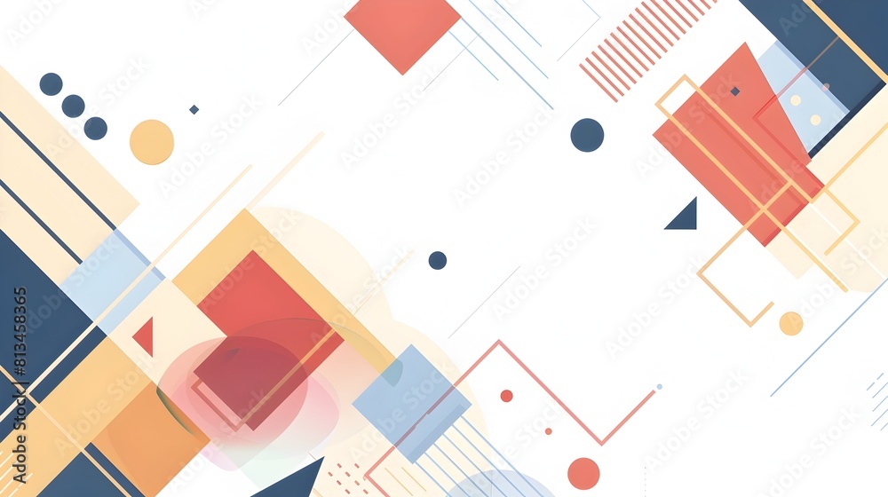 Poster Muted Geometric Abstract Backdrop with Interlocking Shapes and Gradient Overlays in a Minimalist Composition