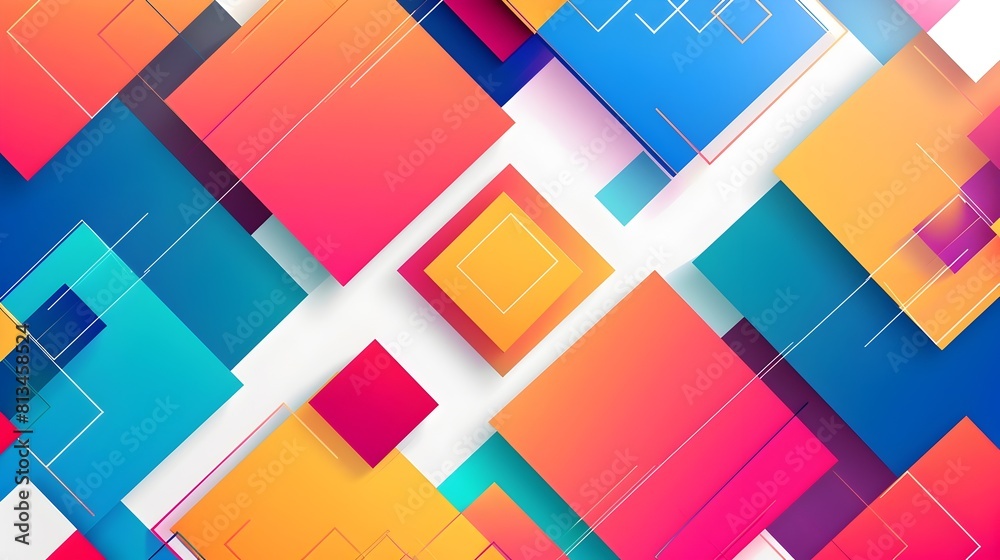 Leinwandbilder vibrant abstract geometric wallpaper with overlapping shapes and gradients in a flat style design