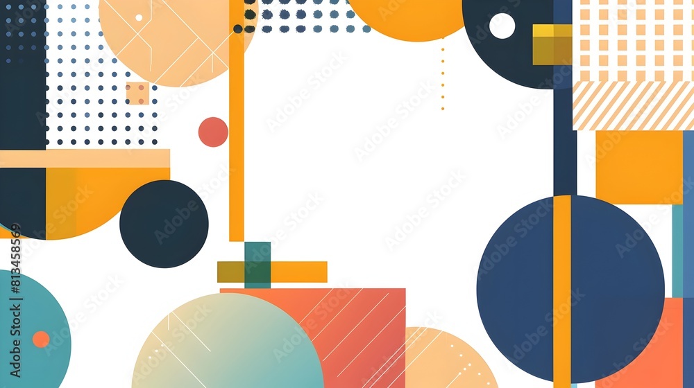 Leinwandbilder vibrant abstract geometric shapes in balanced composition with ample copyspace for modern digital de