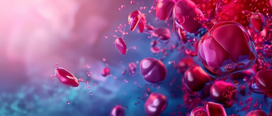 Futuristic 3D representation of targeted therapy for cardiac tumors uses vibrant colors and innovative graphics, Sharpen banner template with copy space on center